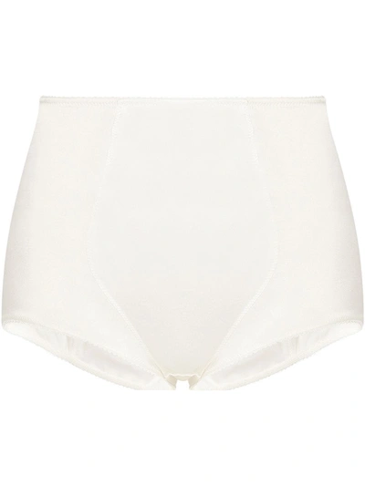 Dolce & Gabbana Satin High-waisted Panties In Natural_white