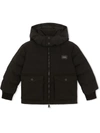 Dolce & Gabbana Padded Logo-patch Shirt Coat In Black