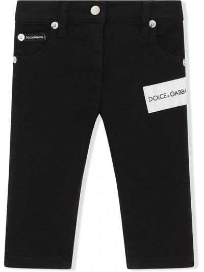 Dolce & Gabbana Babies' Logo-print Stretch Jeans In Black