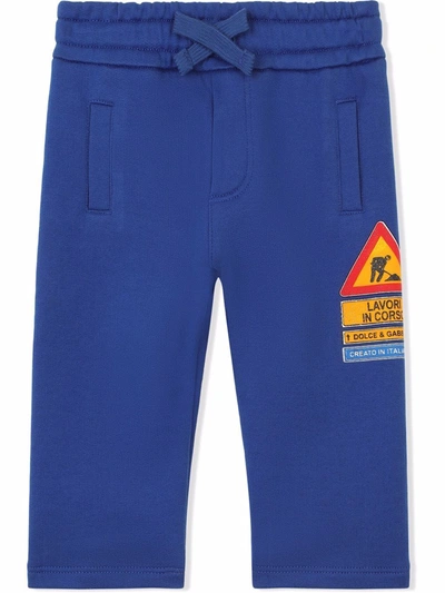 Dolce & Gabbana Road Sign-print Track Pants In Blue