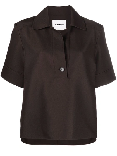 Jil Sander Boxy Short-sleeved Blouse In Brown