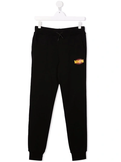 Msgm Teen Logo Track Trousers In Black