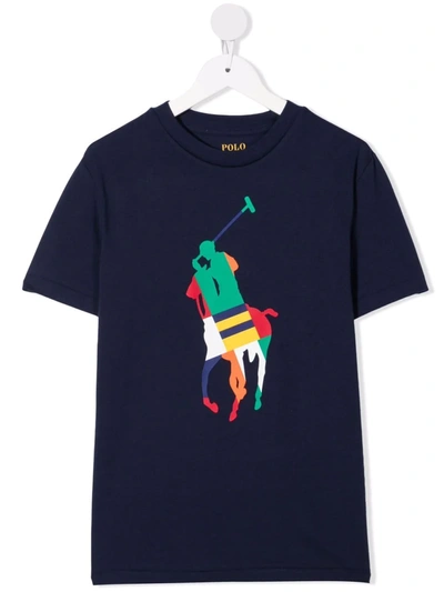 Polo Ralph Lauren Kids' Logo-printed Cotton T-shirt In Blue
