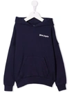 Palm Angels Felpa Blu Navy In Cotone Con Cappuccio In Blue