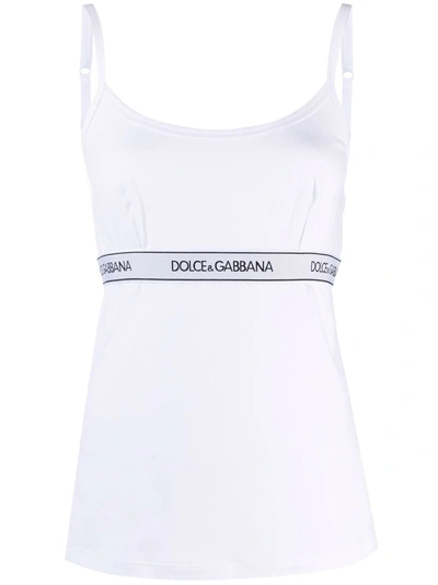 Dolce & Gabbana Logo Cotton Jersey Tank Top In White