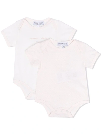 Emporio Armani Babies' Logo-print Romper Pack In Pink