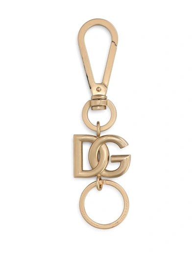 Dolce & Gabbana Gold Logo-plaque Gold-tone Keyring