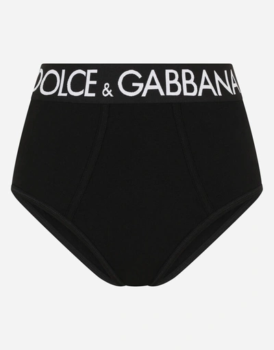 Dolce & Gabbana Underwear - High-waisted Briefs With Branded Elastic In Black