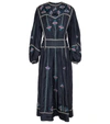 Isabel Marant Caroline Floral-embroidered Silk Midi Dress In Black