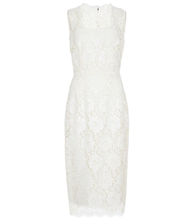 Dolce & Gabbana Lace Midi Dress In White