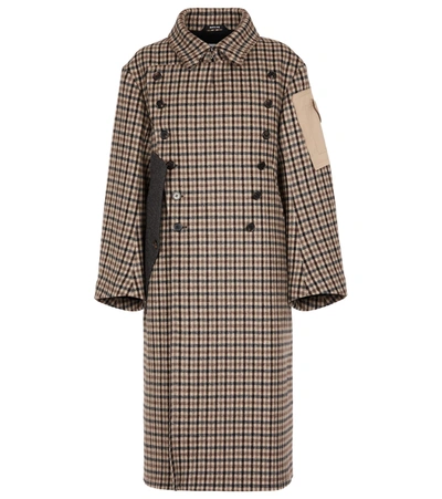 Maison Margiela Deconstructed Checked Virgin Wool Coat In Nude & Neutrals