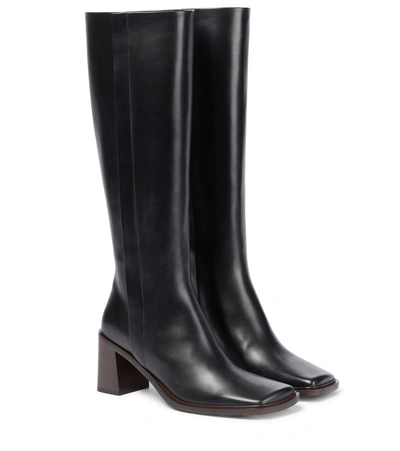 The Row Patch Black Leather High Boots