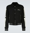 Amiri Twill Wool Bones Bomber Jacket With Patches In Black