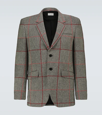 Saint Laurent Checked Wool-blend Blazer In Multicoloured