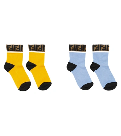 Fendi Set Of 2 Ff Cotton-blend Socks In Multicoloured