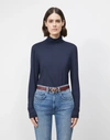 Lafayette 148 Veda Turtleneck In Nouveau Jersey In Blue
