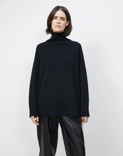 Lafayette 148 Cashmere Stand Collar Sweater In Black