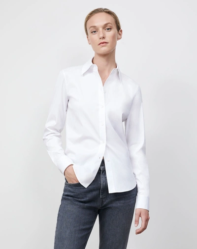 Lafayette 148 Kennedy Shirt In Italian Stretch Cotton In White