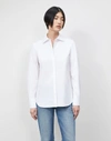 Lafayette 148 Petite Wright Shirt In Italian Stretch Cotton In White