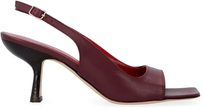By Far Lopez Leather Sandals In Burgundy