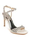 BADGLEY MISCHKA GALIA METALLIC CRYSTAL STILETTO SANDALS,PROD235970125