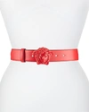 Versace La Medusa Buckle Leather Belt In Caramel- G