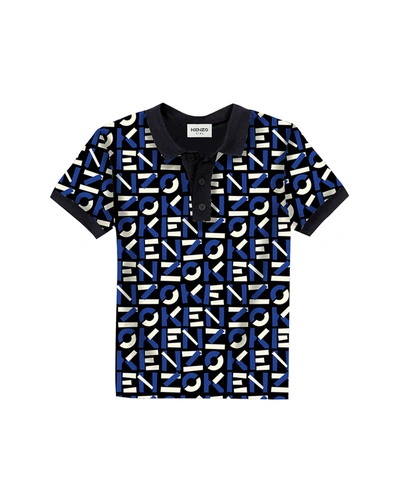 Kenzo Kids' Boy's Logo-print Polo Shirt In 09p Noir