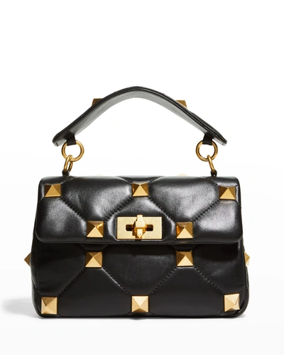 Valentino Roman Stud Medium Quilted Chain Shoulder Bag In Marine