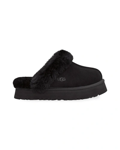 UGG DISQUETTE SUEDE & SHEARLING PLATFORM SLIPPERS,PROD245110341