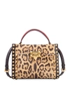 VALENTINO GARAVANI ROCKSTUD ALCOVE SMALL LEOPARD-PRINT CALF HAIR TOP-HANDLE BAG,PROD241480083