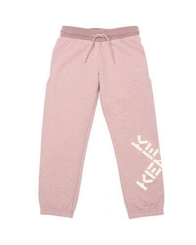Kenzo Kids' Girl's Cross Logo Fleece Jogger Pants In 471 Pink