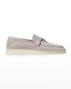Loro Piana Summer Charms Walk Suede Loafers In Pearl Powder