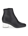 Ferragamo Florrie Calfskin Metallic-heel Ankle Booties In Nero