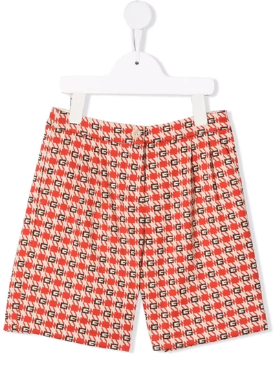 Gucci Kids' G Logo Print Pattern Shorts In Red