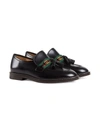 GUCCI WEB-STRIPE LEATHER LOAFERS