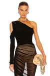 Norma Kamali One Shoulder One Sleeve Top In Black