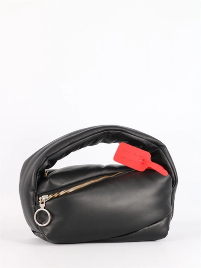Off-white Pump Pouch Leather Top Handle Bag In Black