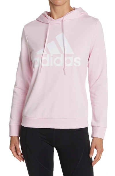 Adidas Originals Logo Graphic Pullover Hoodie In Clear Pink/white