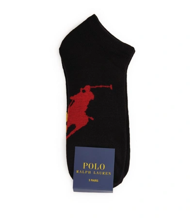 Polo Ralph Lauren Rl Sock 3pk Trainer Big Pp Sole In Black