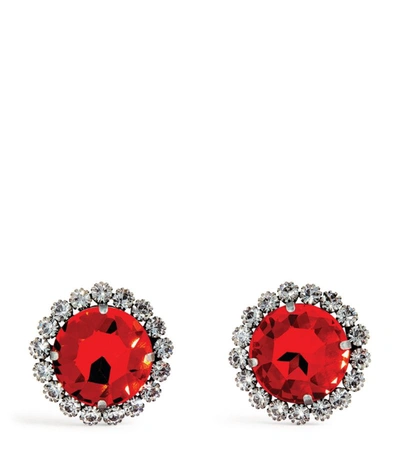 Alessandra Rich Crystal Clip-on Earrings In Red