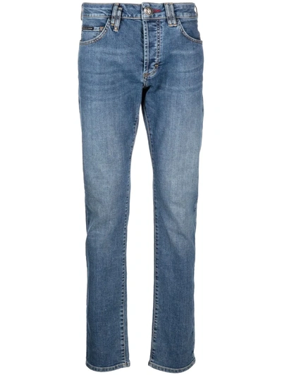 Philipp Plein Cropped Straight-leg Jeans In Blue