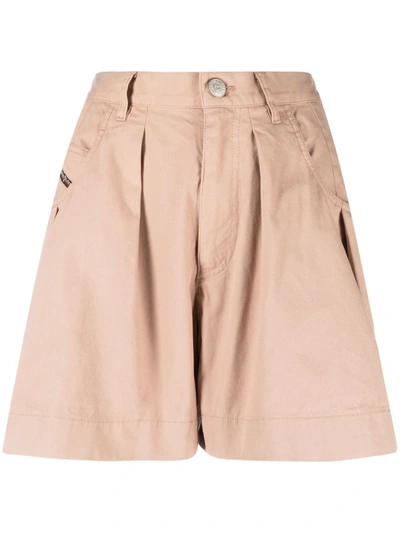 Diesel Compact-twill A-line Shorts In Neutrals