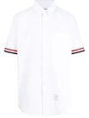 THOM BROWNE GROSGRAIN-TRIM SHORT-SLEEVE SHIRT