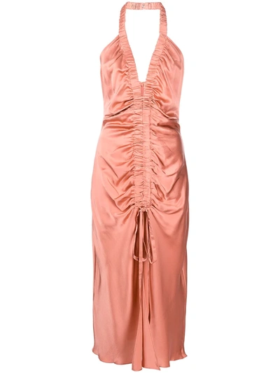 Nicholas Halterneck Draped Dress In Orange