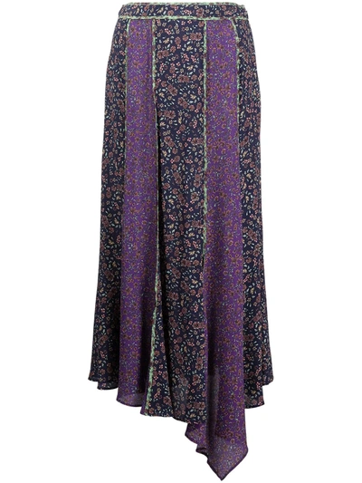 Veronica Beard Pascoe Asymmetric Floral-print Crepe De Chine Midi Skirt In Multi
