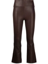 Sprwmn High-waist Flare-leg Cropped Leather Leggings In Brown