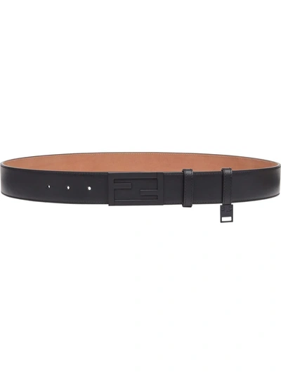 Fendi Baguette Ff Logo Buckle Leather Belt In Black