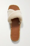 Chloé Idol Embellished Leather And Shearling Slides In Cream