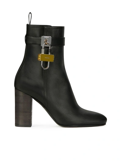 Givenchy Boots In Leather With Padlock In Black