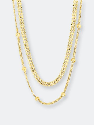 Sterling Forever Women's Layered Beaded Gold Plated Chain Necklace In Gold-tone